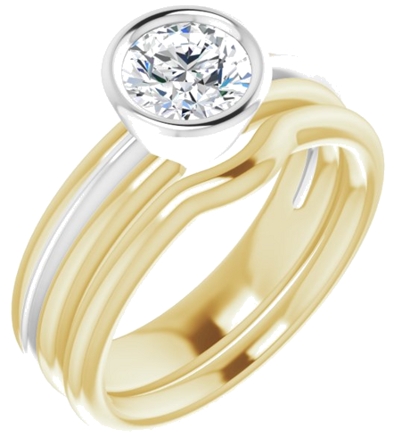 Sužadėtuvių Žiedas „Bezel-Set Solitaire“ 14k yellow/white gold Round 6mm (6)