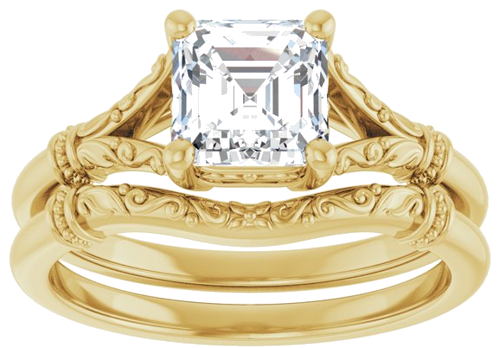 Sužadėtuvių Žiedas „Sculptural“ 10k yellow gold Asscher 6mm (8)