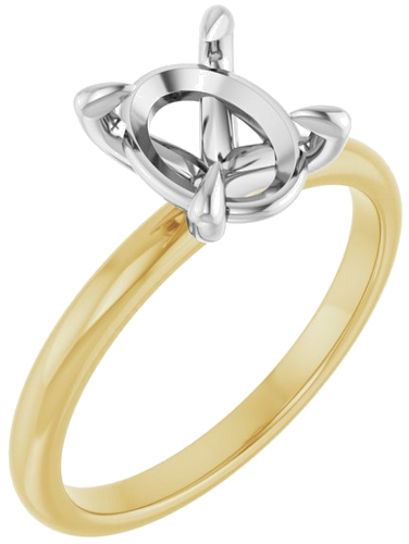 18K Yellow White 9 x 7 mm Oval Engagement Ring Mounting (1)