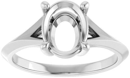 Sužadėtuvių Žiedas „Solitaire Split Shank“ 10k white gold Oval 9mm x 7mm (3)