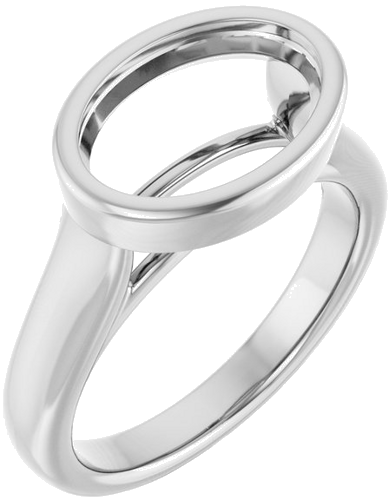 Sužadėtuvių Žiedas „Bezel-Set Solitaire“ 14k white gold Oval 11.5mm x 8mm (1)