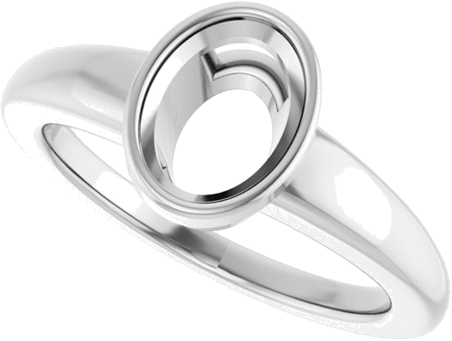 Sužadėtuvių Žiedas „Bezel-Set Solitaire“ 14k white gold Oval 8mm x 6mm (5)