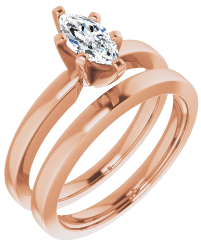 14K Rose 8x4 mm Marquise Solitaire Engagement Ring Mounting (6)