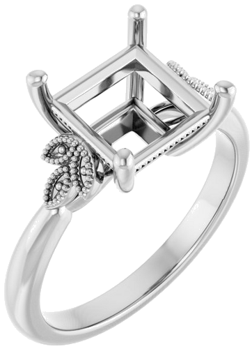 Sužadėtuvių Žiedas „Solitaire“ 14k white gold Square 7.5mm (1)