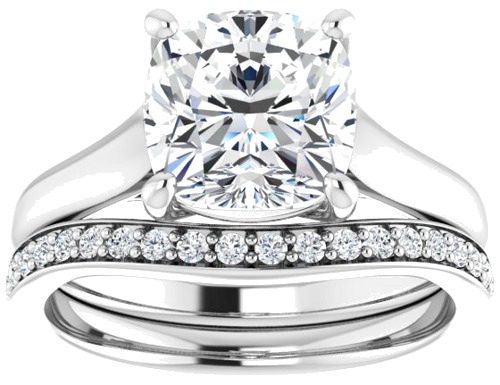 Sužadėtuvių Žiedas „Solitaire“ 14k white gold Cushion 8mm (8)