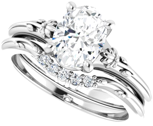 Sužadėtuvių Žiedas „Solitaire“ 585 Baltojo Aukso Oval 8mm x 6mm (10)