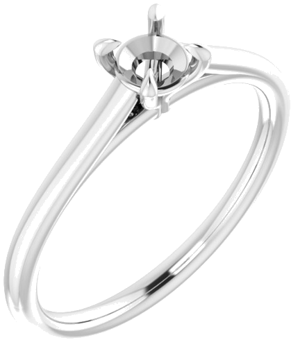 14K White  4.4 mm Round Solitaire Engagement Ring Mounting (1)