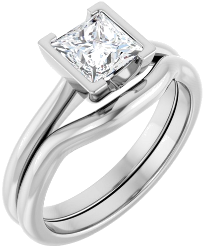 Sužadėtuvių Žiedas „Half-Bezel Solitaire“ 14k white gold Square 5.5mm (6)