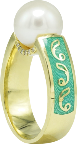 Ring with pearl and diamonds SECRET GARDEN (1)