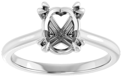14K White 9x7 mm Oval Solitaire Engagement Ring Mounting (3)