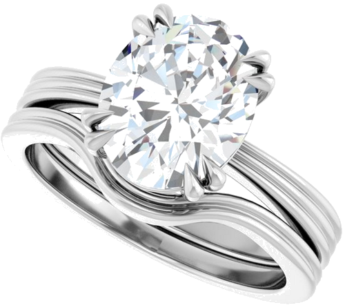 14K White 10x8 mm Oval Solitaire Engagement Ring Mounting (10)