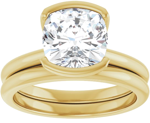 Sužadėtuvių Žiedas „Half-Bezel“ 14k yellow gold Cushion 8mm (8)