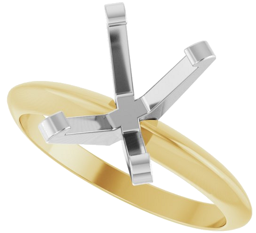 14K Yellow White 8.5x6.5 mm Emerald Solitaire Engagement Ring Mounting (5)