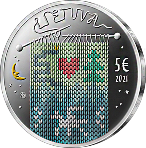 2021 Lietuva Eglīte - čūsku karaliene 5 € sudraba monēta (1)