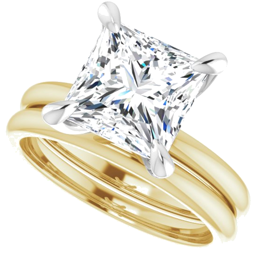 Sužadėtuvių Žiedas „Solitaire“ 14k yellow/white gold Square 8mm (10)