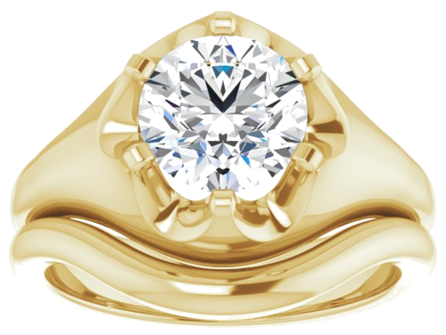 Sužadėtuvių Žiedas „Solitaire Belcher“ 14k yellow gold Round 7.4mm (8)