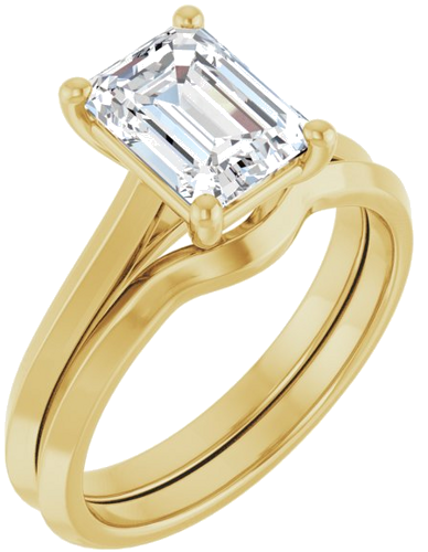 14K Yellow 8x6 mm Emerald Solitaire Engagement Ring Mounting (6)