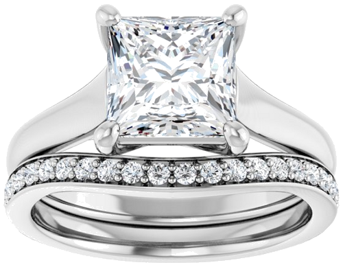 Sužadėtuvių Žiedas „Solitaire“ 585 Baltojo Aukso Square 7mm (8)