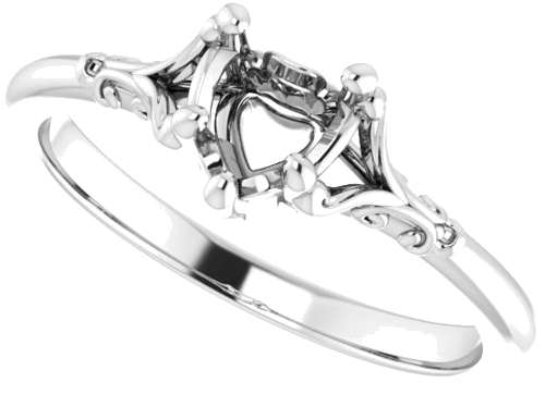 Sužadėtuvių Žiedas „Solitaire“ 10k white gold Heart 5mm (5)