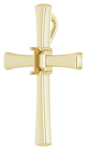 Pakabukas „Solitaire Cross“ 14k yellow gold Emerald 5mm x 3mm (2)
