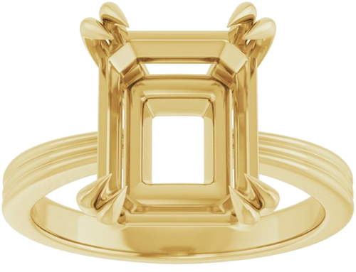 Sužadėtuvių Žiedas „Double Claw-Prong Solitaire“ 14k yellow gold Emerald 11mm x 9mm (3)