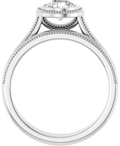 Sužadėtuvių Žiedas „Bezel-Set Solitaire“ 14k white gold Round 5.8mm (7)