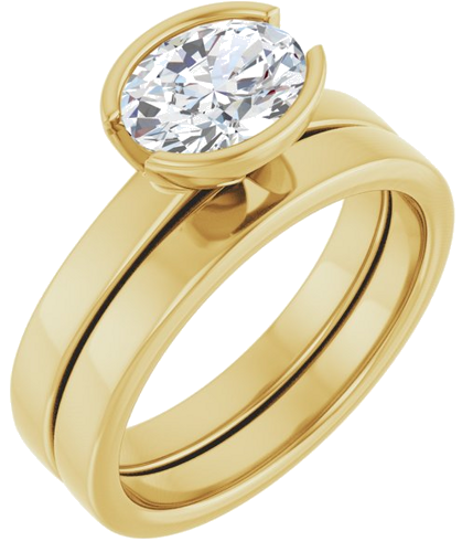Sužadėtuvių Žiedas „Half-Bezel Solitaire“ 14k yellow gold Oval 8mm x 6mm (6)