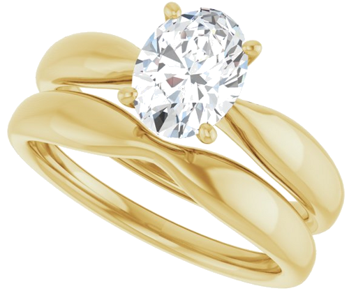 14K Yellow  8x6 mm Oval Solitaire Engagement Ring Mounting (10)