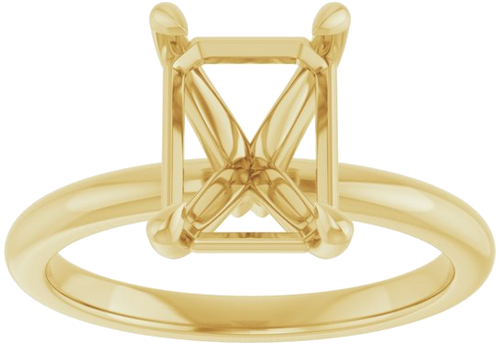 14K Yellow 9x7 mm Emerald Solitaire Engagement Ring Mounting (3)
