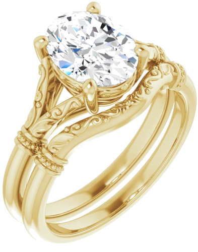Sužadėtuvių Žiedas „Sculptural“ 14k yellow gold Oval 9mm x 7mm (6)