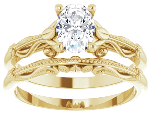 14K Yellow 7x5 mm Oval Sculptural-Inspired Engagement Ring Mounting (8)