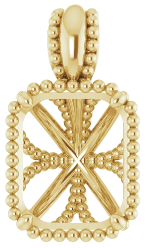 Pakabukas „Beaded“ 417 Geltonojo Aukso Emerald 10mm x 8mm (1)