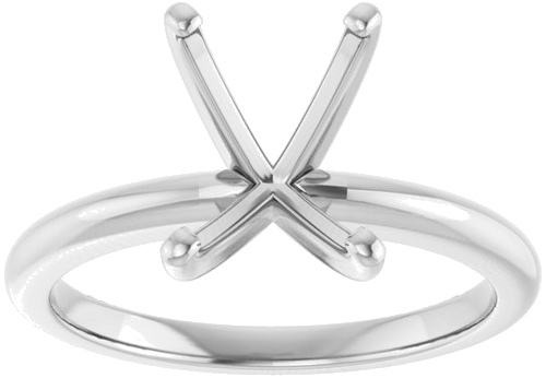 14K White  9x7 mm Emerald Solitaire Engagement Ring Mounting (3)