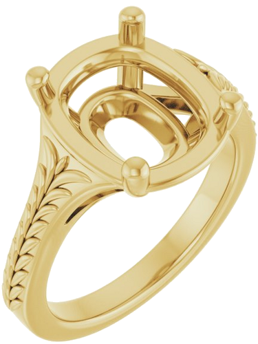 Sužadėtuvių Žiedas „Solitaire“ 14k yellow gold Elongated Cushion 11mm x 9mm (1)