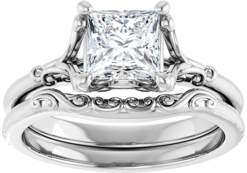 Sužadėtuvių Žiedas „Solitaire“ 585 Baltojo Aukso Square 5.5mm (8)