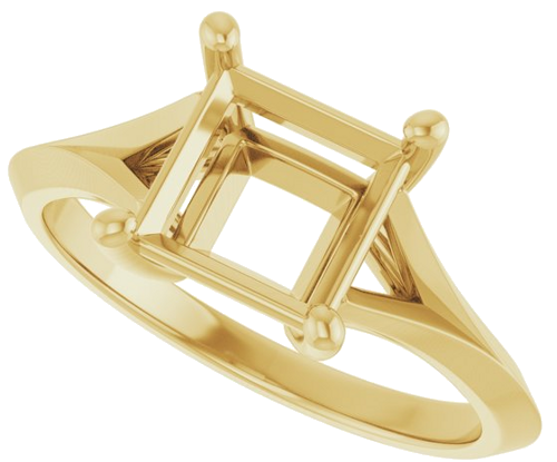 Sužadėtuvių Žiedas „Solitaire Split Shank“ 10k yellow gold Square 7mm (5)