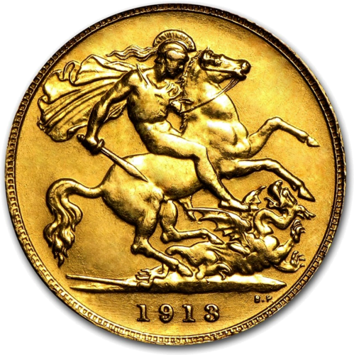 1/2 Suverēnā Lielbritānijas zelta monēta — Džordžs V (2)