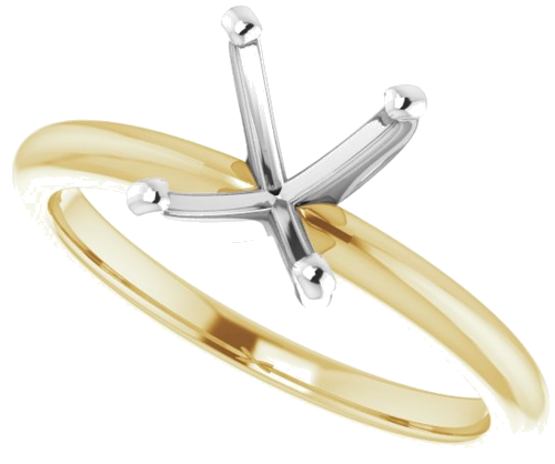 14K Yellow   White  9x7 mm Oval Solitaire Engagement Ring Mounting (5)