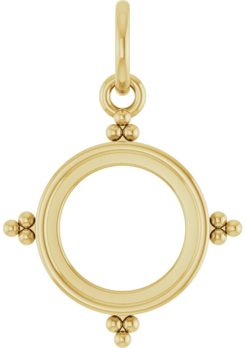 Pakabukas „Beaded Bezel-Set Cabochon“ 14k yellow gold Round 8mm (1)