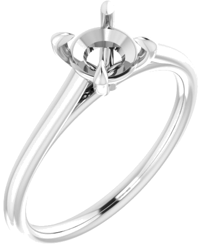 14K White  6 mm Round Solitaire Engagement Ring Mounting (1)