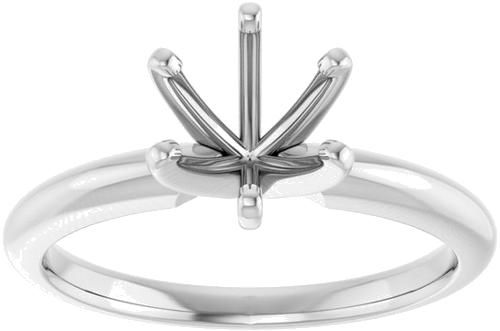 14K White 7 mm Round 6-Prong Solitaire Ring Mounting (5)