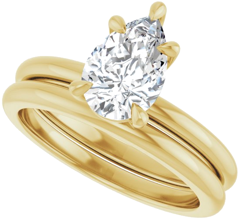 Sužadėtuvių Žiedas 585 Geltonojo Aukso Pear Shape 9mm x 6mm (10)