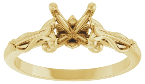 14K Yellow 8x6 mm Oval Sculptural-Inspired Engagement Ring Mounting (3)