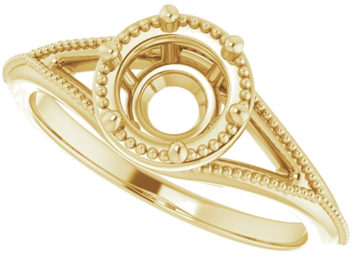 14K Yellow 6.5 mm Round Solitaire Engagement Ring Mounting (5)