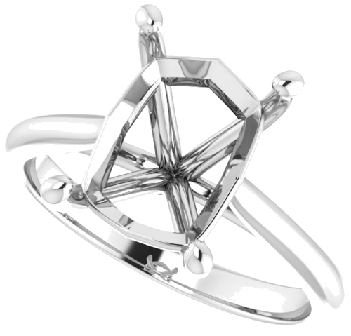 Sužadėtuvių Žiedas „Solitaire“ 585 Baltojo Aukso Emerald 10mm x 8mm (5)