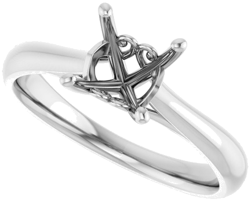 14K White  5.5 mm Square Solitaire Engagement Ring Mounting (5)