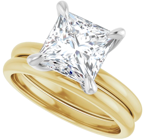 Sužadėtuvių Žiedas „Solitaire“ 14k yellow/white gold Square 7.5mm (10)