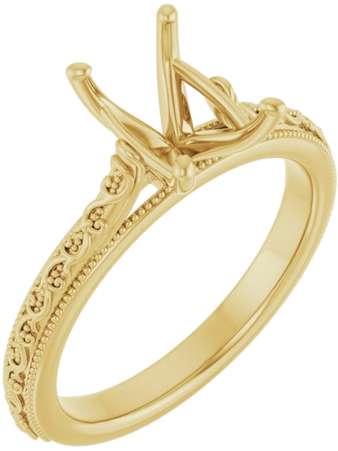 14K Yellow  8x6 mm Emerald Solitaire Engagement Ring Mounting (1)