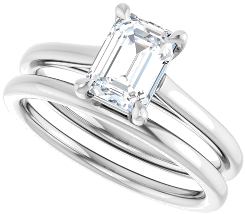 Sužadėtuvių Žiedas „Claw-Pong“ 14k white gold Emerald 7mm x 5mm (10)