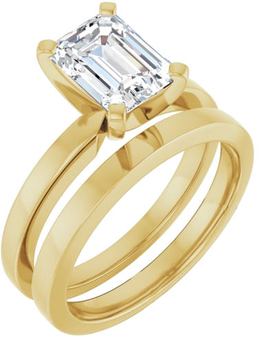 14K Yellow 8x6 mm Emerald Solitaire Engagement Ring Mounting (6)